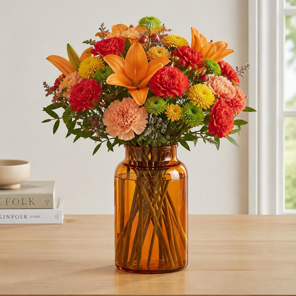 Amber Glass Bottle Vase