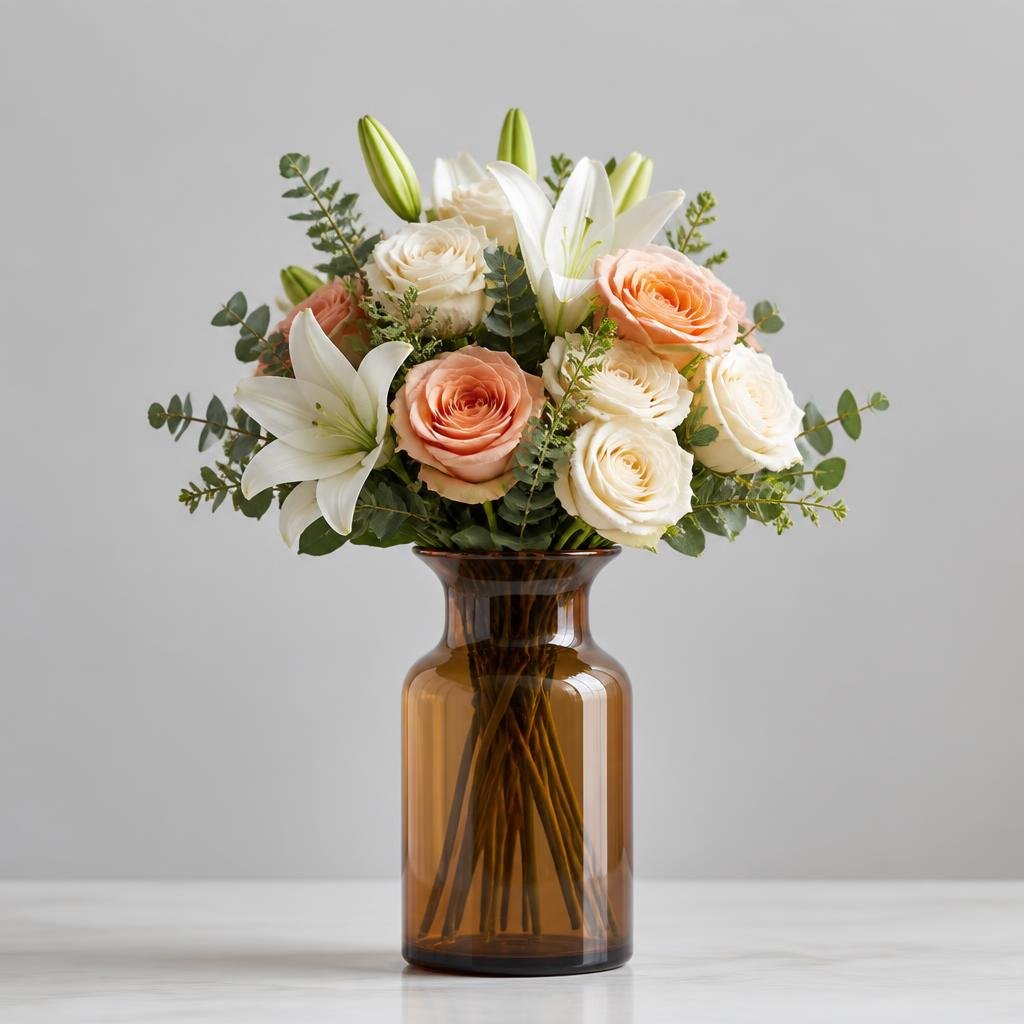 Amber Glass Bottle Vase