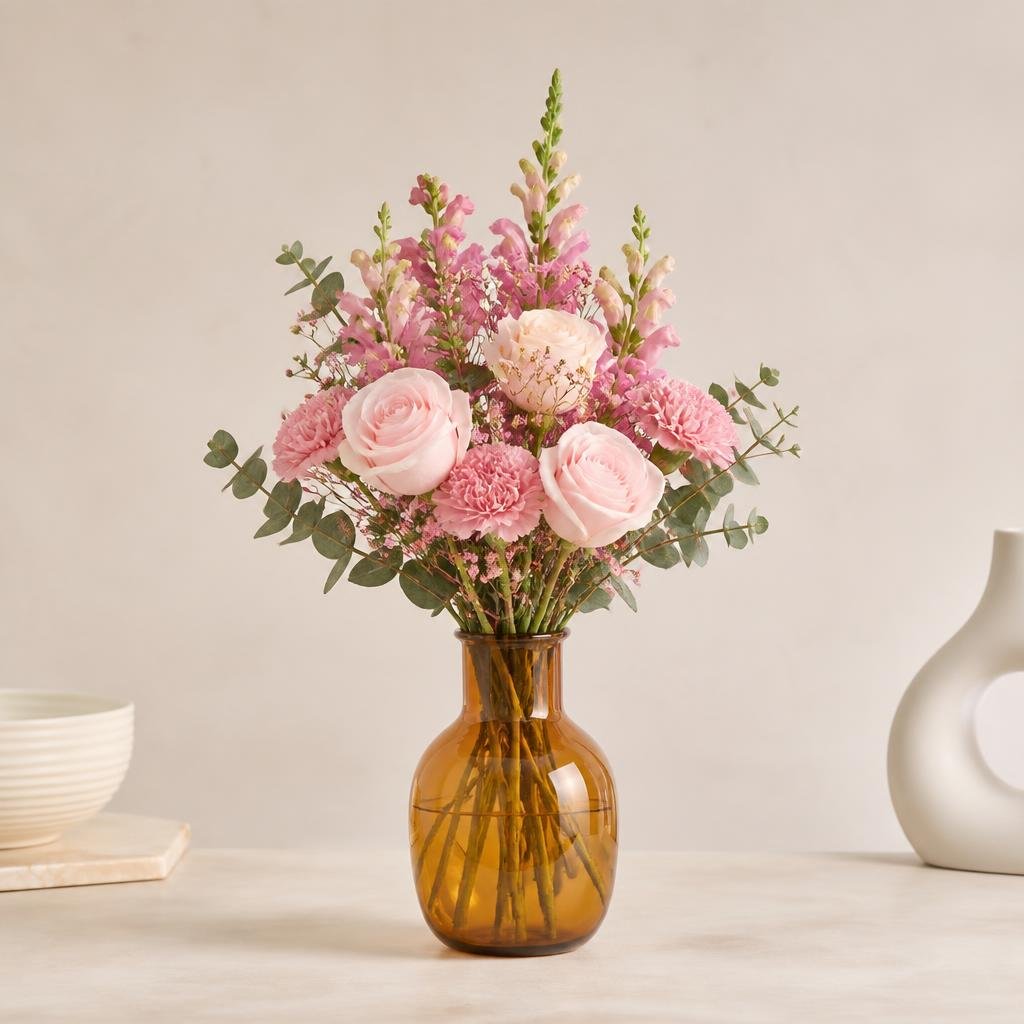 Amber Glass Bottle Vase
