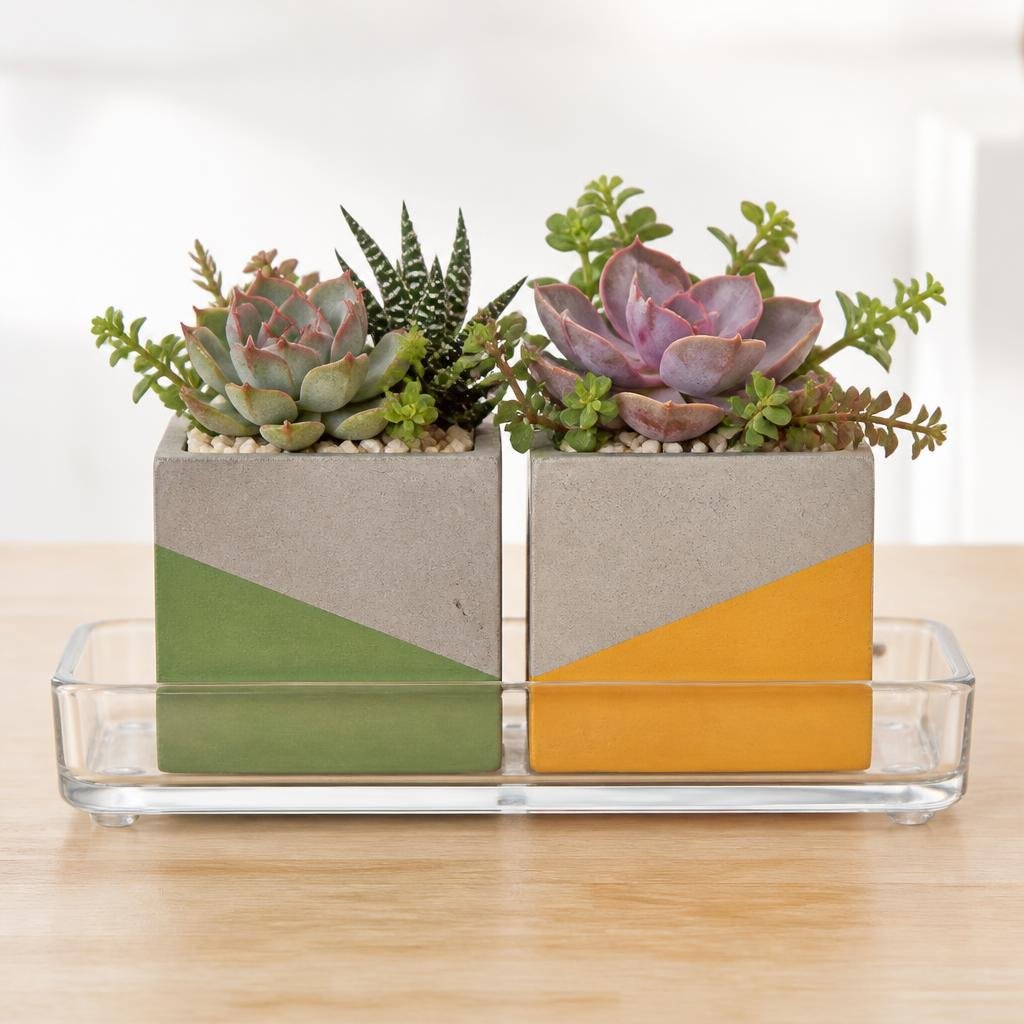 Concrete Mini Pot Duo
