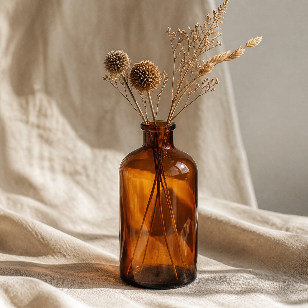 Amber Glass Bottle Vase Image 2
